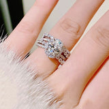 3 Carat Moissanite 925 Sterling Silver Layered Ring 