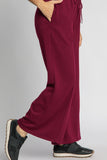 Umgee Full Size Drawstring Wide Leg Pants with Pockets 