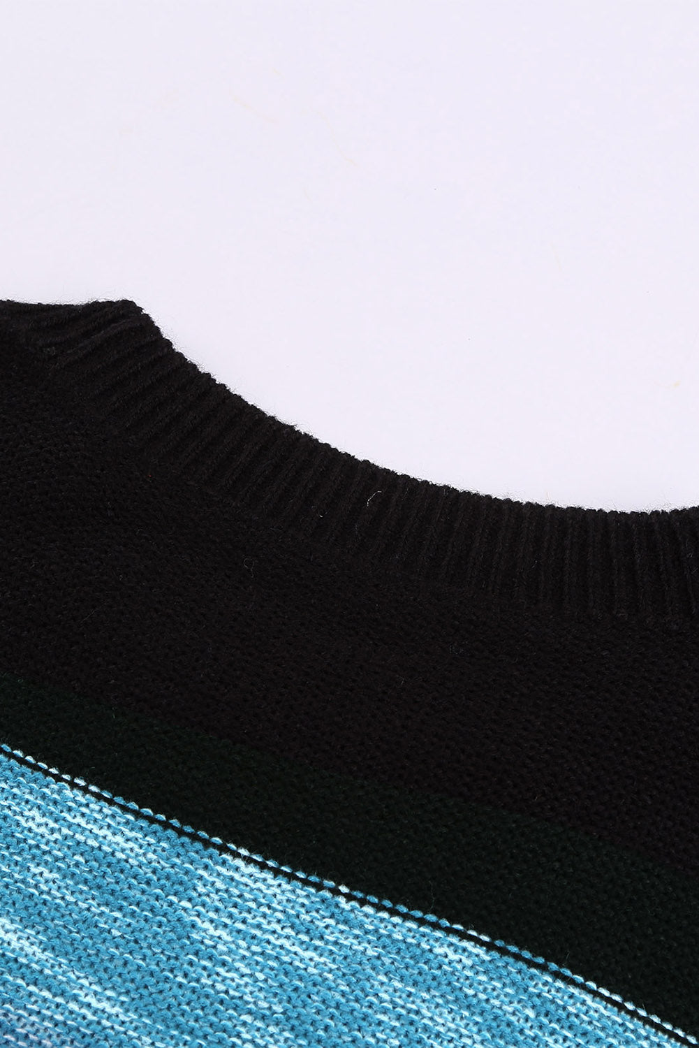 Contrast Striped Round Neck Drop Shoulder Sweater 