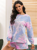 Ivy Lane Tie-Dye Long Sleeve Top and Shorts Lounge Set 