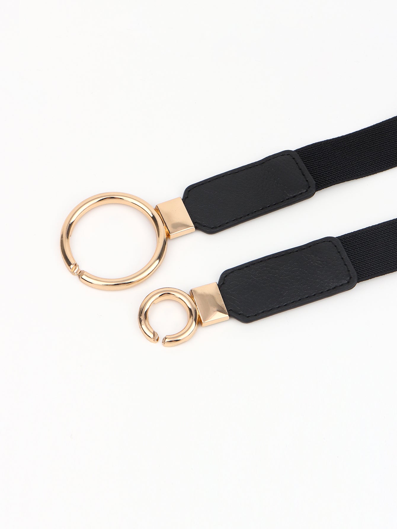 Double Ring Buckle Elastic PU Belt 