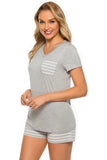 Striped Short Sleeve Top and Shorts Lounge Set Lingerie & Nightwear