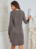 Lace Detail Long Sleeve Mini Lounge Dress 