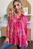 Double Take Full Size Printed Button Up Long Sleeve Shirt 