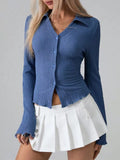Button Up Flare Sleeve Shirt 