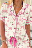 Printed Button Up Short Sleeve Top and Shorts Lounge Set Lingerie & Nightwear