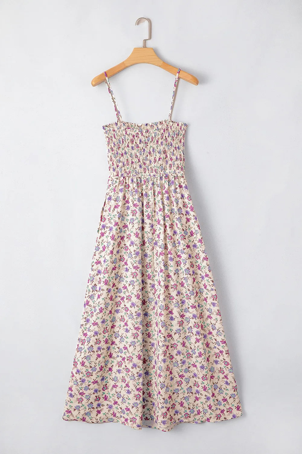 Multicolour Bohemian Ditsy Floral Smocked Fit Flare Sundress 