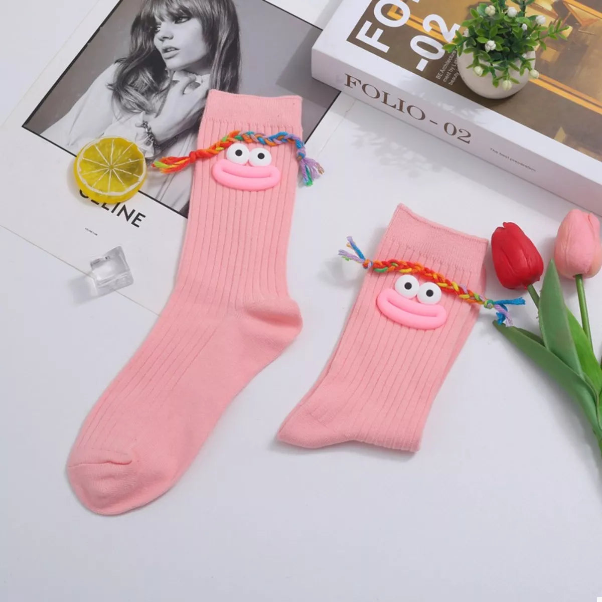 Cartoon Ribbed Knit Crew Socks Lingerie & Nightwear