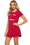 Graphic Round Neck Short Sleeve Lounge Dress 