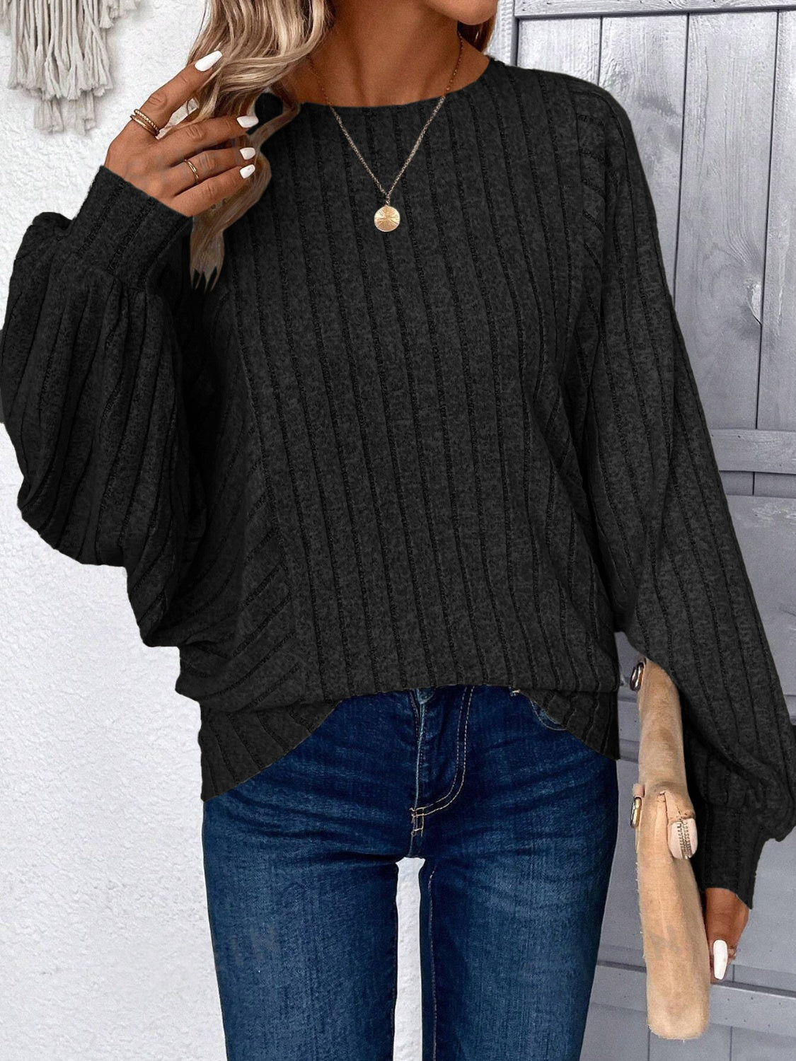 Plus Size Round Neck Batwing Sleeve T-Shirt 