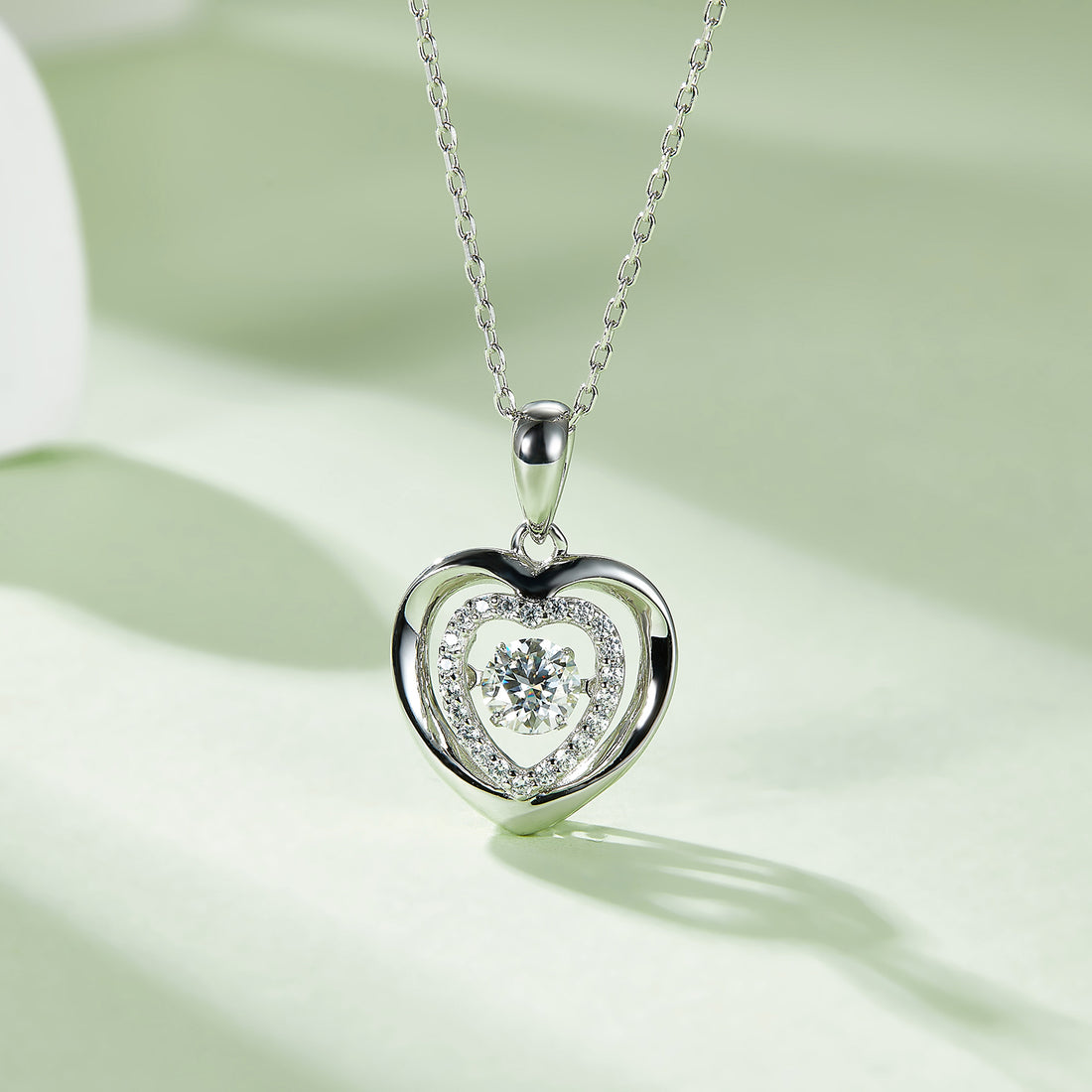 Moissanite 925 Sterling Silver Heart Necklace 