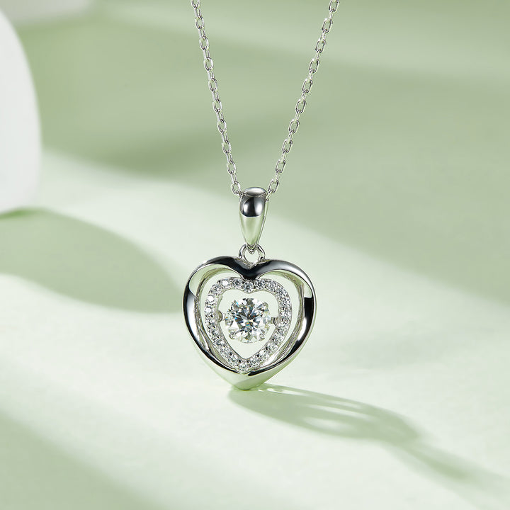 Moissanite 925 Sterling Silver Heart Necklace 