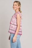 Cotton Bleu by Nu Lab Print Ruffle Sleeve Detail Blouse 