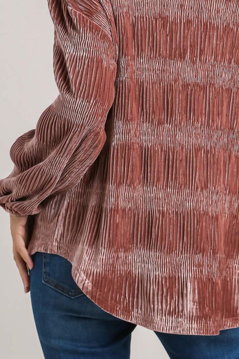 Umgee Ruched Tiered Button Up Shirt 