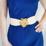 Flower Alloy Buckle Elastic Belt 