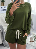Round Neck Raglan Sleeve Top and Shorts Lounge Set Lingerie & Nightwear