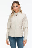 Snobbish Faux Leather Biker Jacket with Side Zip Pockets 