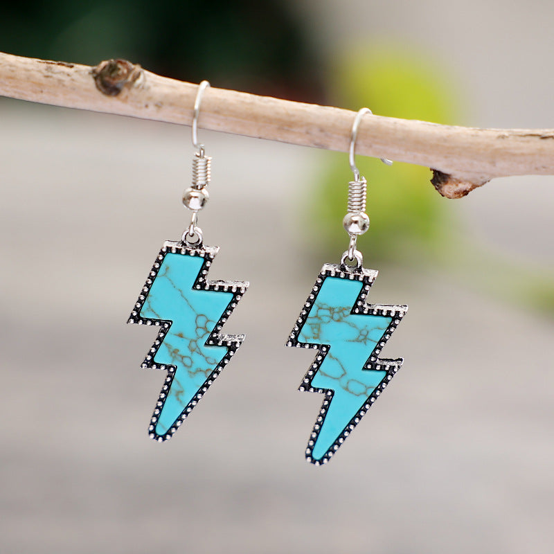 Artificial Turquoise Lightning Dangle Earrings 