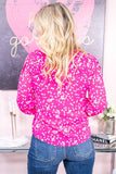 Plus Size Notched Neck Smocked Blouse 