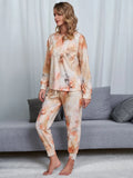 Shiny Tie-Dye Round Neck Top and Pants Lounge Set Lingerie & Nightwear