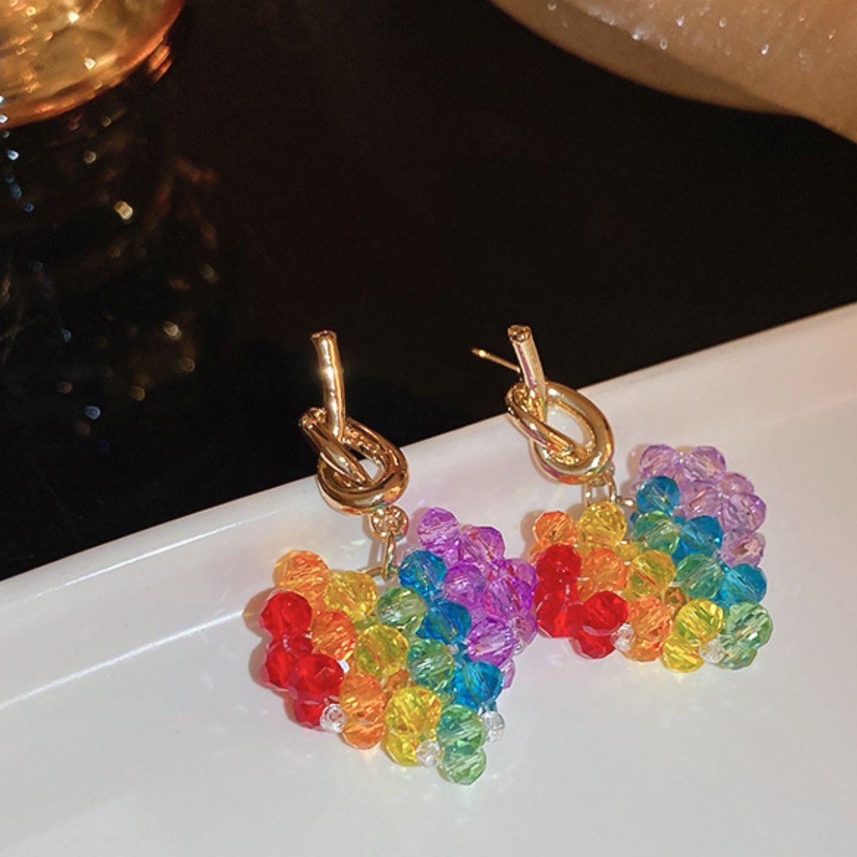 Contrast Crystal Bead Earrings 