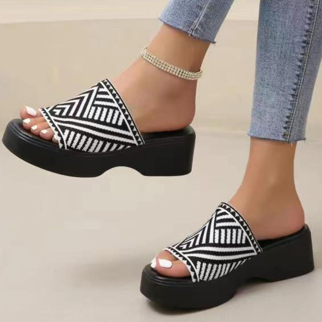 Open Toe Platform Cloth Sandals 