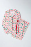 Printed Collared Neck Long Sleeve Top and Pants Lounge Set Lingerie & Nightwear