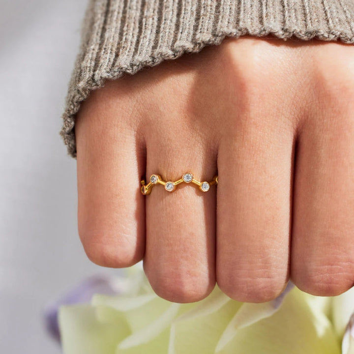 18K Gold-Plated 925 Sterling Silver Zircon Ring 