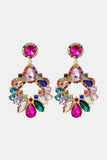 Zinc Alloy Frame Glass Stone Dangle Earrings 