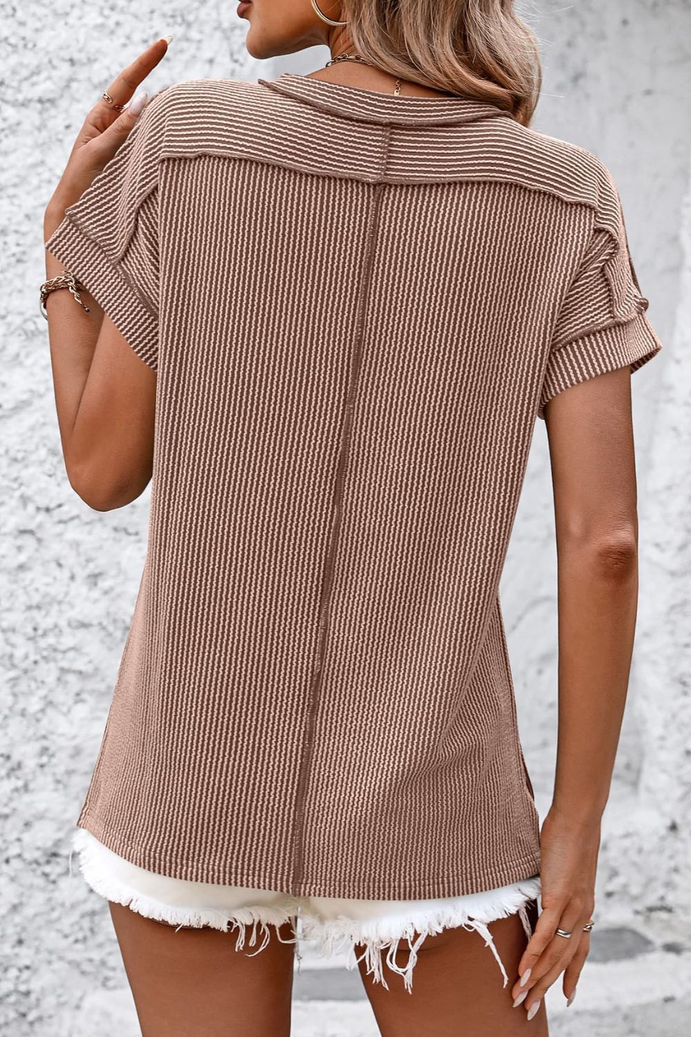 Mandy Striped Round Neck Short Sleeve T-Shirt 