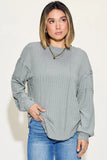 Basic Bae Full Size Ribbed Round Neck Long Sleeve T-Shirt Sweaters & Cardigans