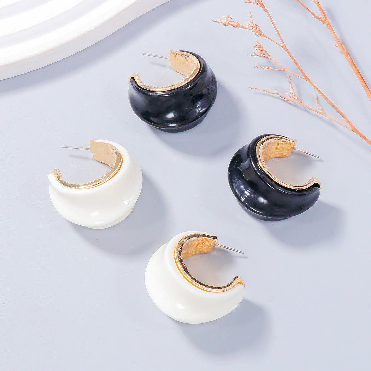 Alloy Drip Oil C-Hoop Earrings 