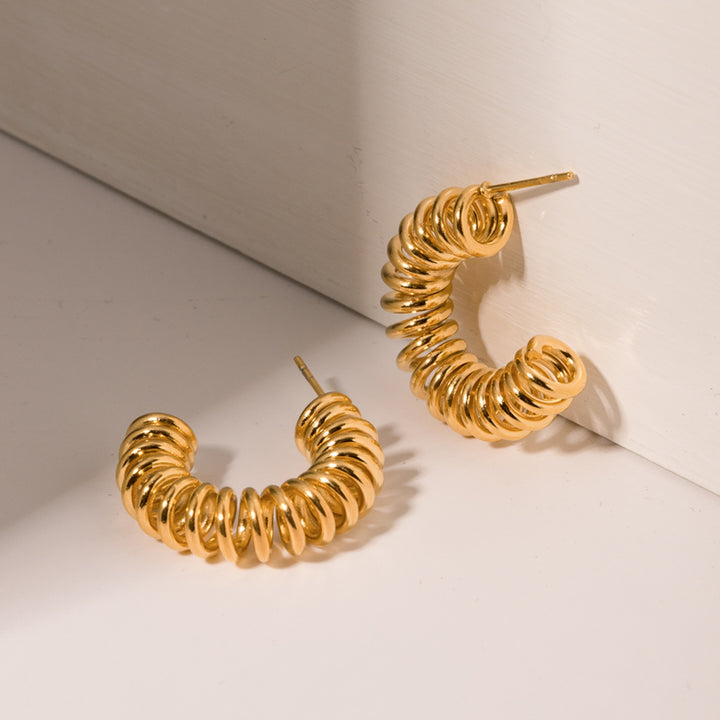 18K Gold-Plated Stainless Steel C-Hoop Earrings 