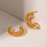 18K Gold-Plated Stainless Steel C-Hoop Earrings 