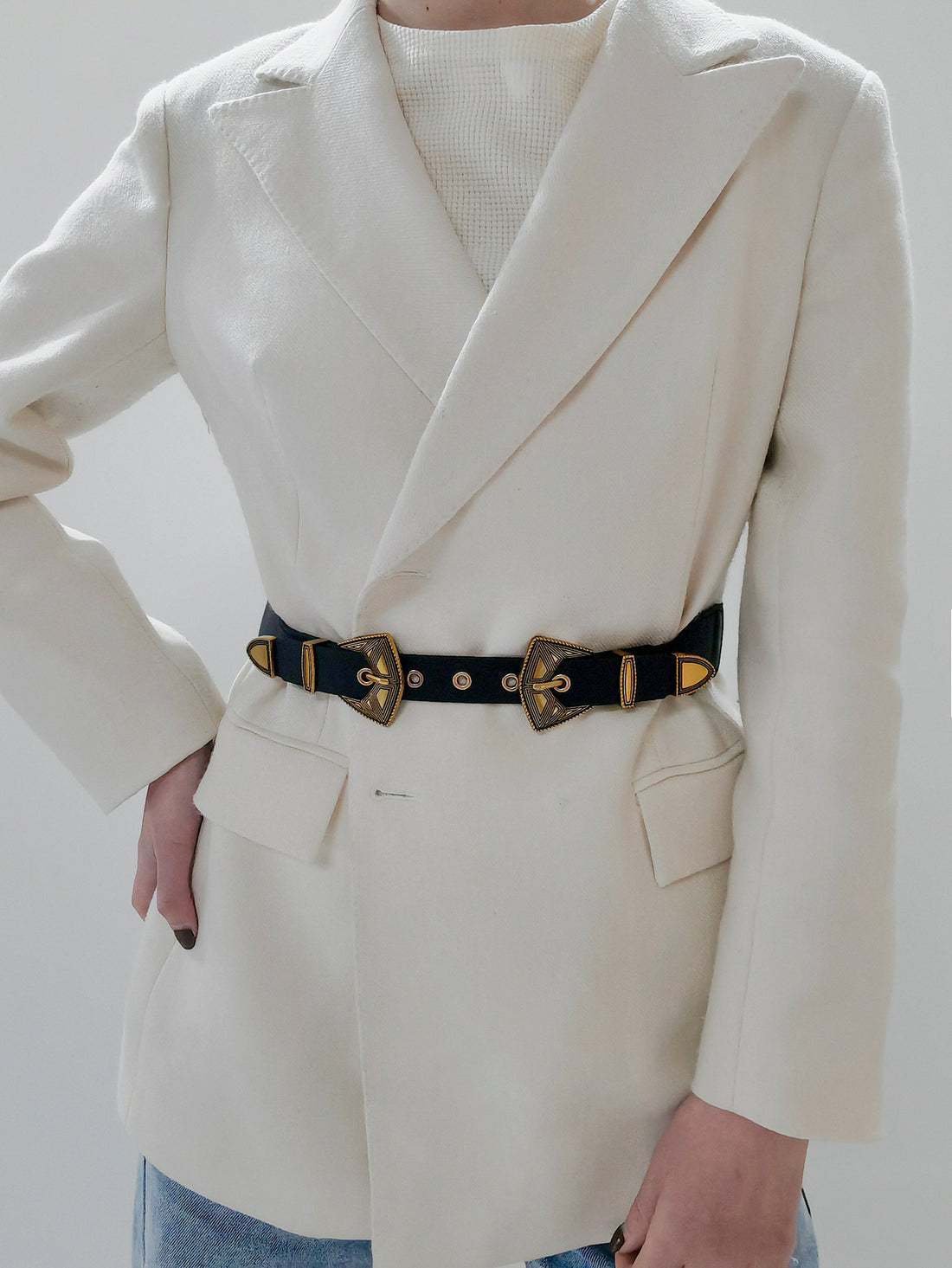 Double Buckle PU Leather Belt 