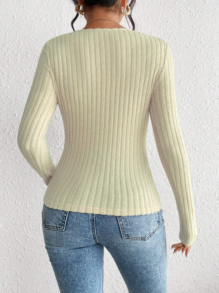 Honey Ribbed Long Sleeve T-Shirt 