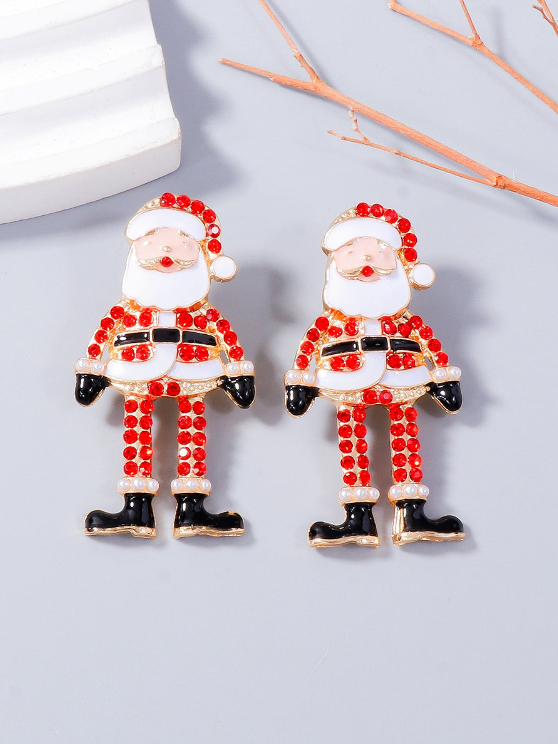 Alloy Rhinestone Santa Earrings 
