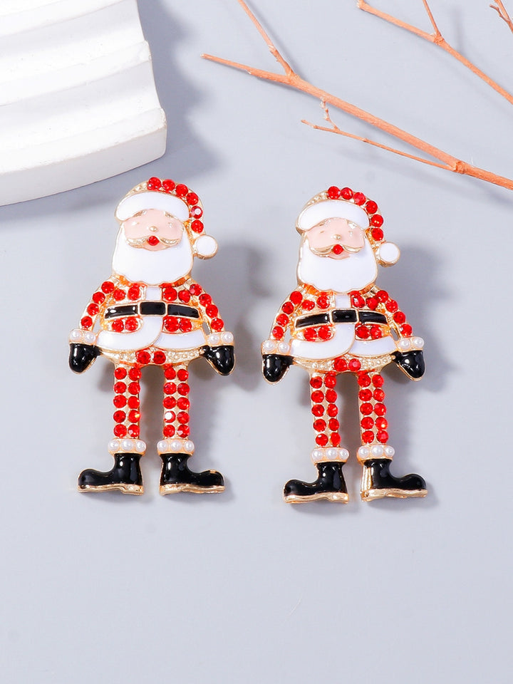 Alloy Rhinestone Santa Earrings 