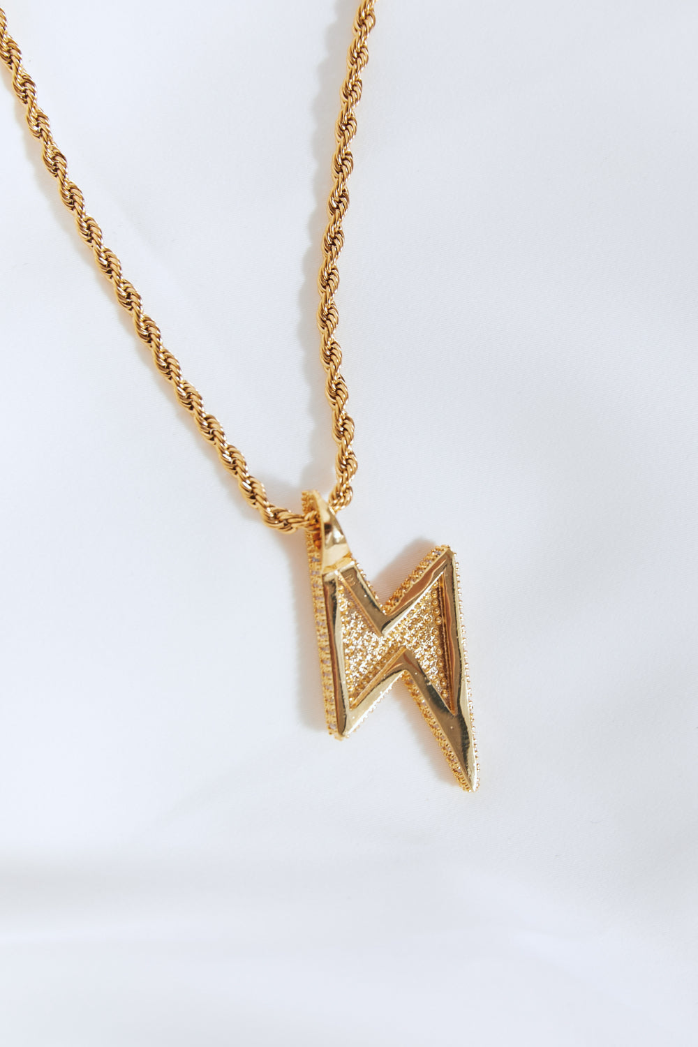 Brass Lightning Pendant Necklace 