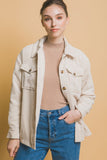 Love Tree Corduroy Button Up Jacket with Sherpa Inside 