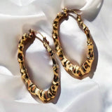 Leopard Bamboo Textured Hoop Earrings 