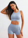 Round Neck Wide Strap Top and Shorts Active Set 