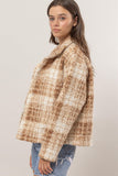 HYFVE Plaid Collared Neck Boucle Jacket with Pockets 