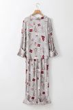 Printed Long Sleeve Top and Pants Lounge Set Lingerie & Nightwear