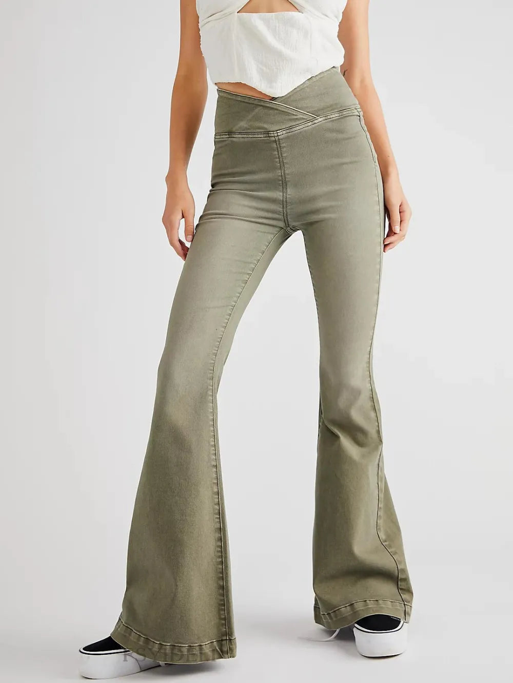 Asymmetric Waist Flare Jeans 
