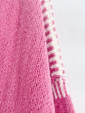 Double Take Contrast Open Front Dropped Shoulder Cardigan 