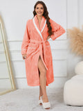 Contrast Trim Tie Waist Lounge Nightgown with Pockets Lingerie & Nightwear