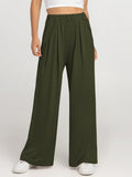 Elastic Waist Wide Leg Pants Pants