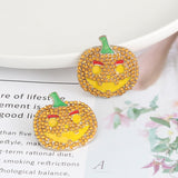 Demon Pumpkin Rhinestone Alloy Earrings 