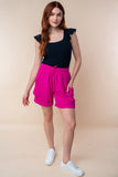 White Birch High Waisted Drawstring Knit Cargo Shorts 
